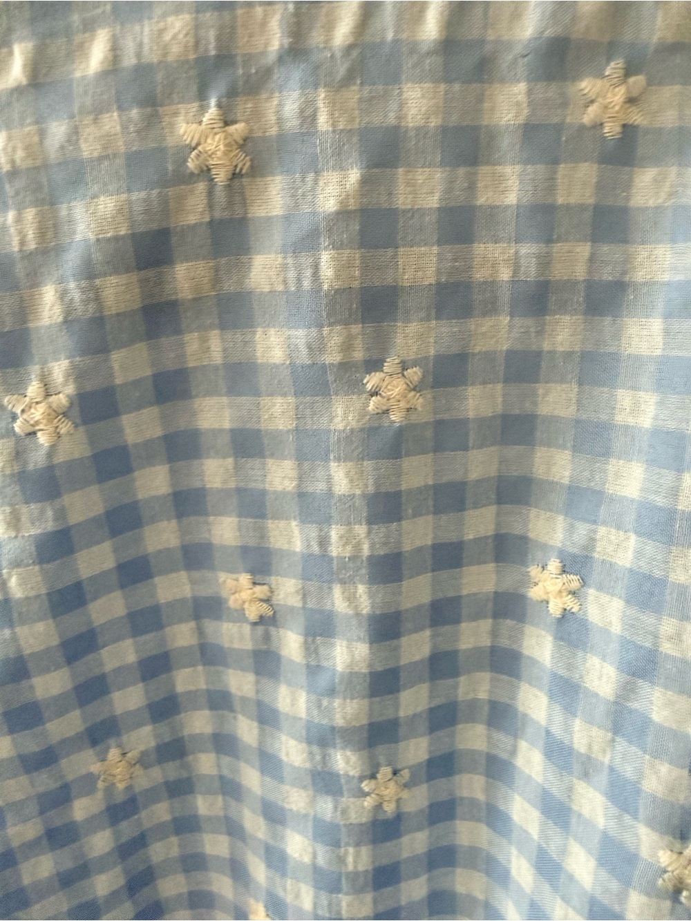 NWOT Lush Light Blue Gingham Tie-Front Peplum Blouse with White Embroidery M - Picture 9 of 9